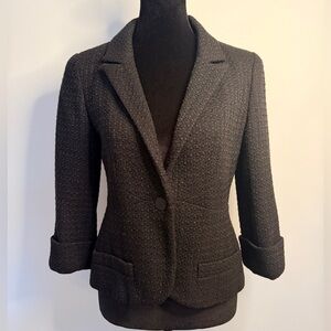 Authentic 03P CHANEL Textured Black Blazer size 38